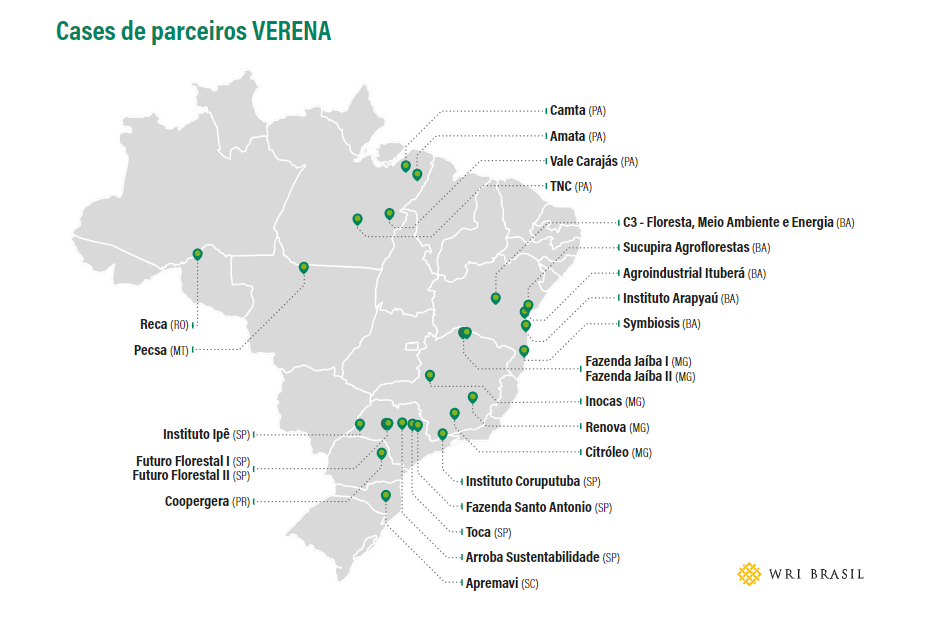 <p>mapa do Brasil com localização dos cases estudados pelo Verena</p>
