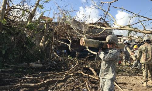 Guarda Nacional da Carolina do Sul limpa os destroços do furacão Maria em Porto Rico (Foto: Tammy Muckenfuss /  U.S. Army)