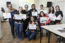 Equipe do Carona a Pé com representantes das escolas que aderiram o projeto em Belo Horizonte (Foto: Daniel Hunter/WRI Brasil)