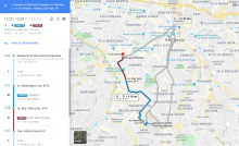 imagem de mapa do Google Maps com opções de transporte coletivo disponíveis para o trajeto