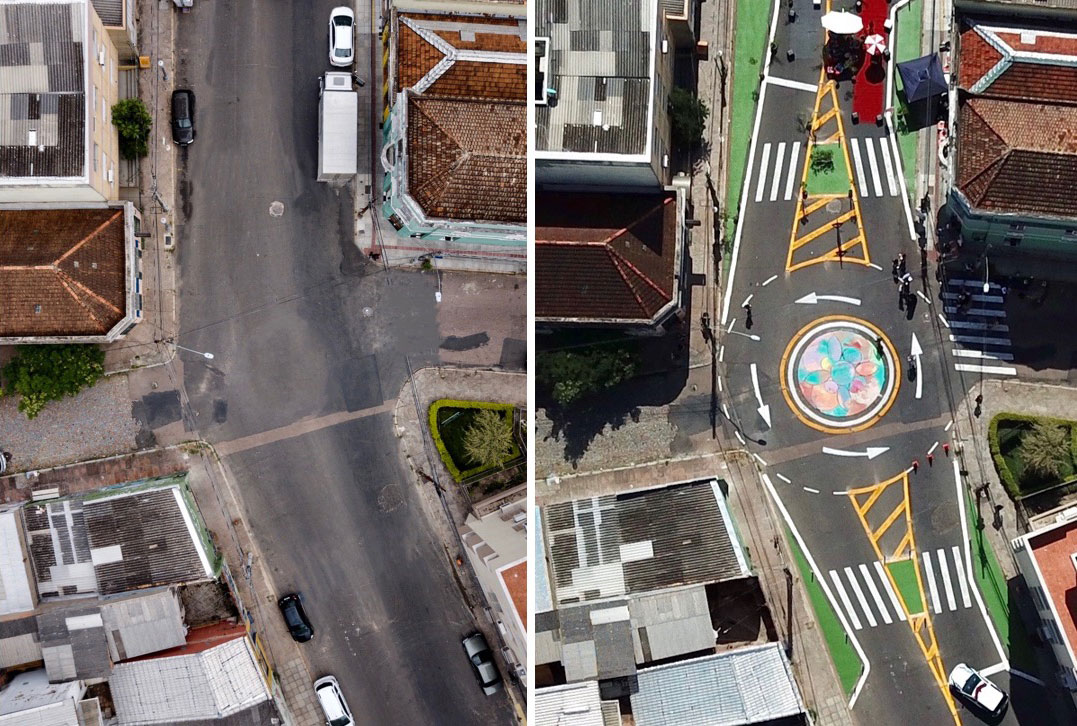 <p>O cruzamento da Rua João Alfredo, em Porto Alegre, Brasil, antes e depois de uma intervenção de ruas completas.</p>