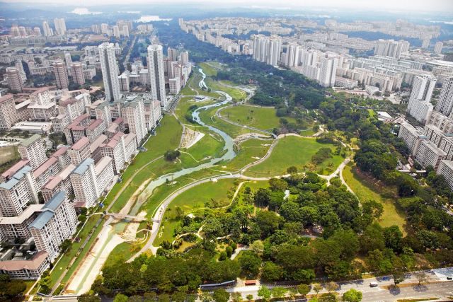<p>imagem aérea mostra o parque Bishan-Ang Mo Kio, em Singapura</p>